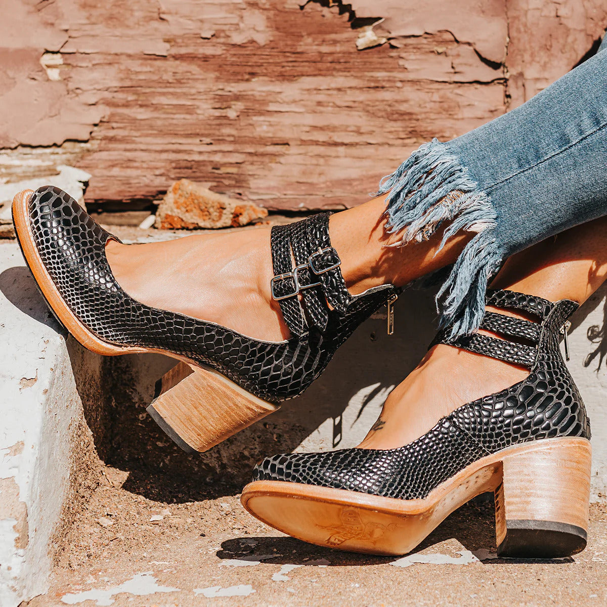 Sophia™ | Tacón de bloque de piel vintage