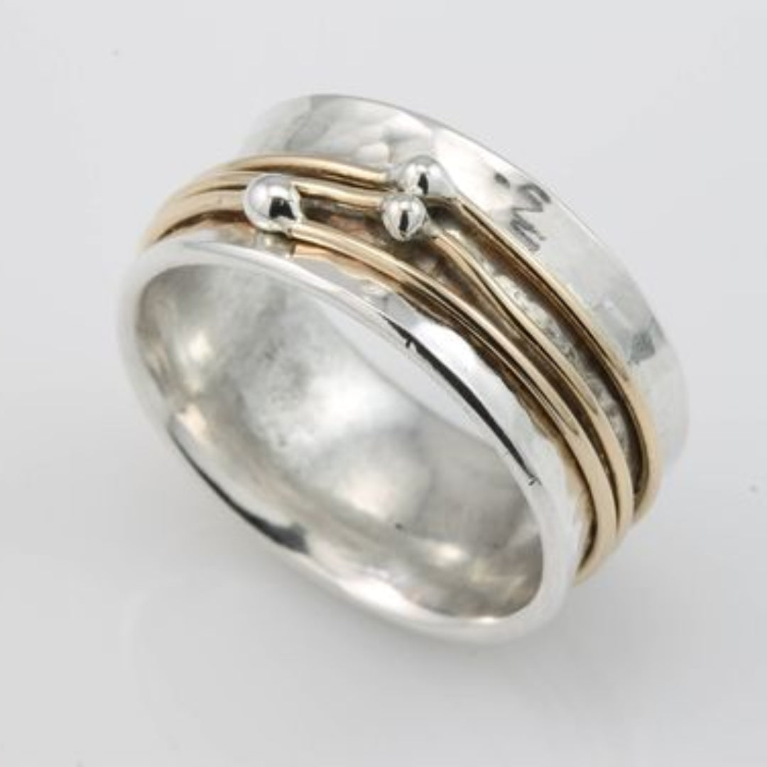 Anillo vintage de oro y plata en capas