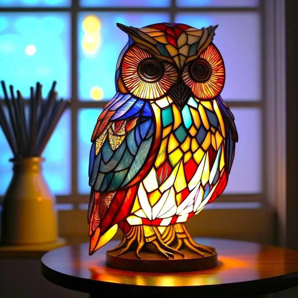 Merlin | Magisk Owl Lamp in Colored Glass