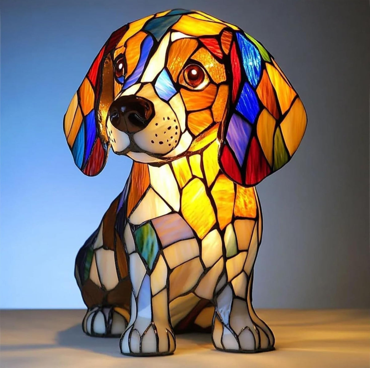 Coco | Magical Dog Lamp in Colored Glass