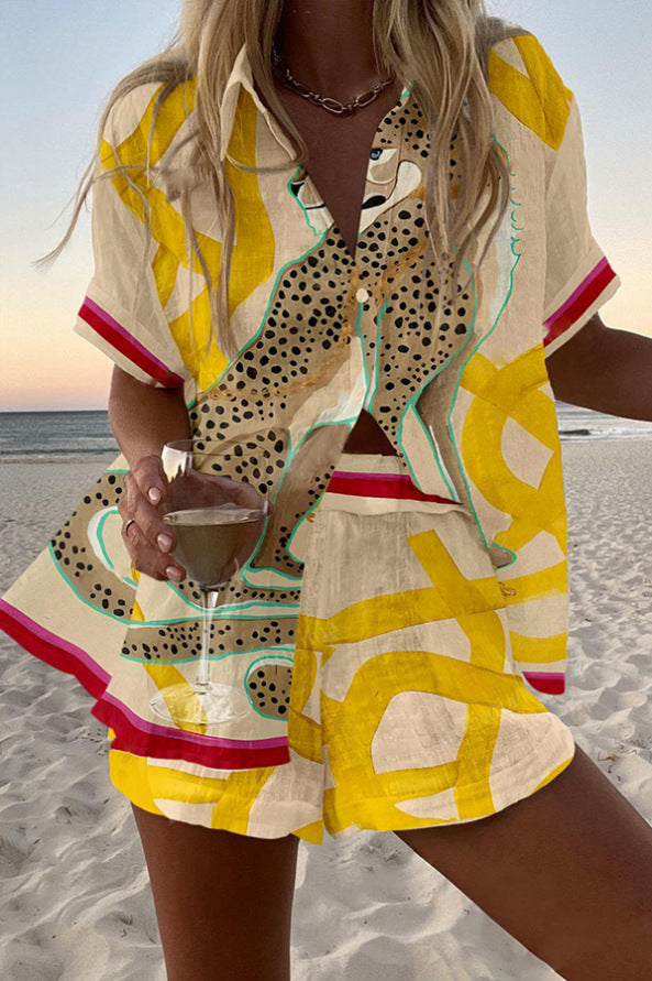 Casima™ | Short Beach set with leopard print
