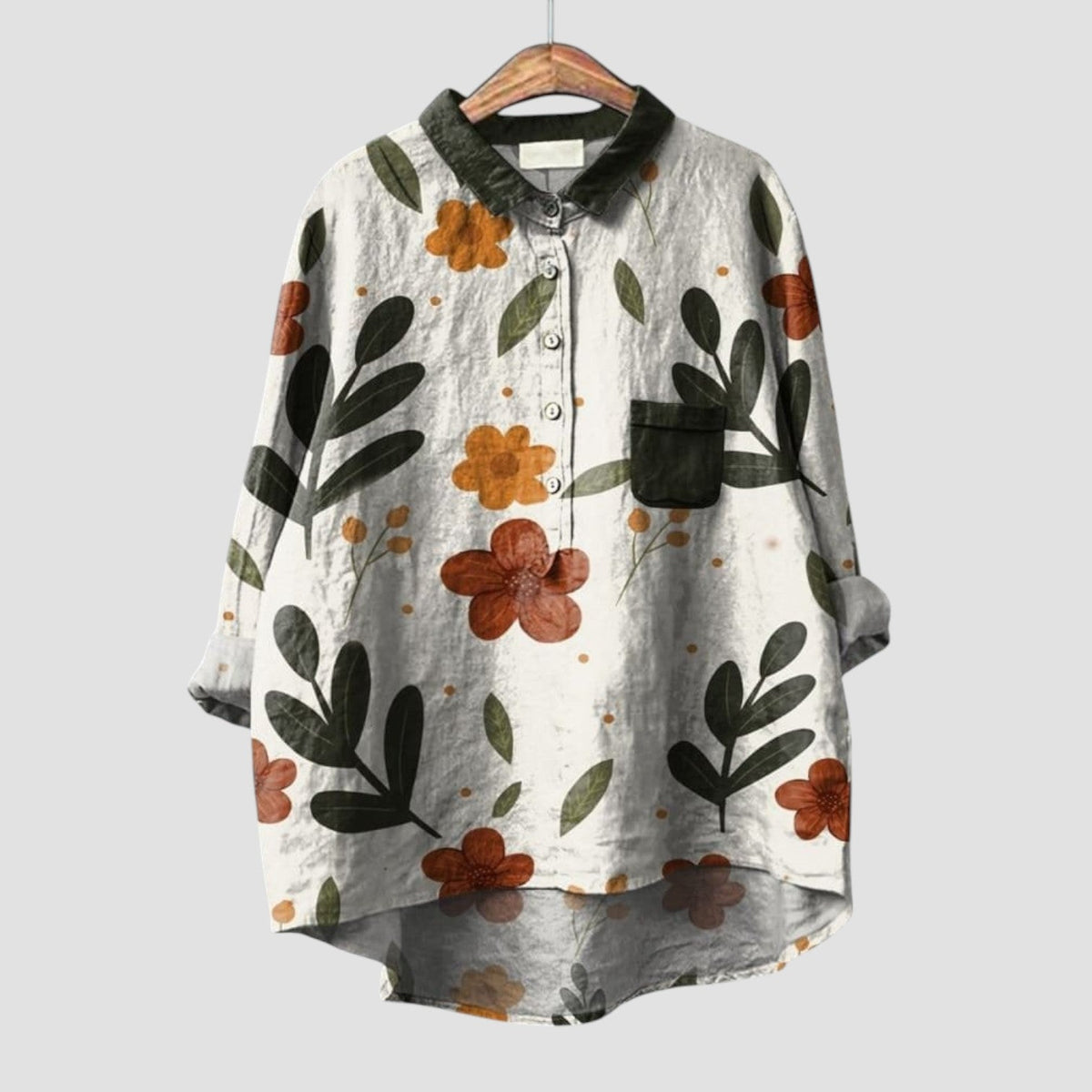 CLARISSA | Oversized Floral Shirt in Natural and Authentic Style