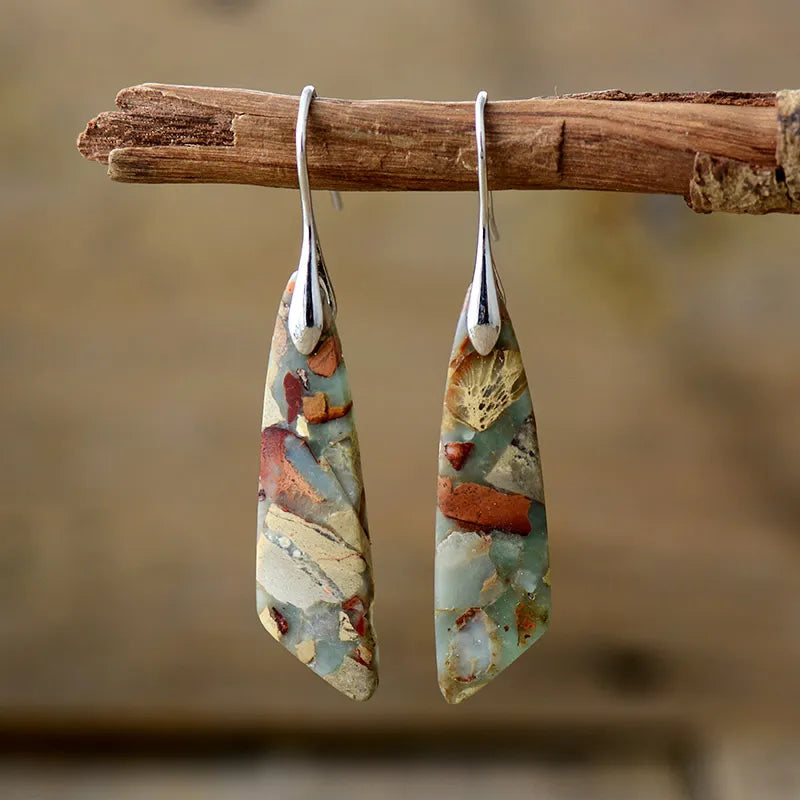 Pendientes vintage con piedra natural
