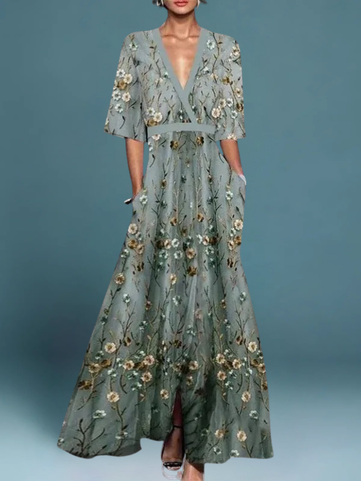 Océane – Elegant Long Floral Dress