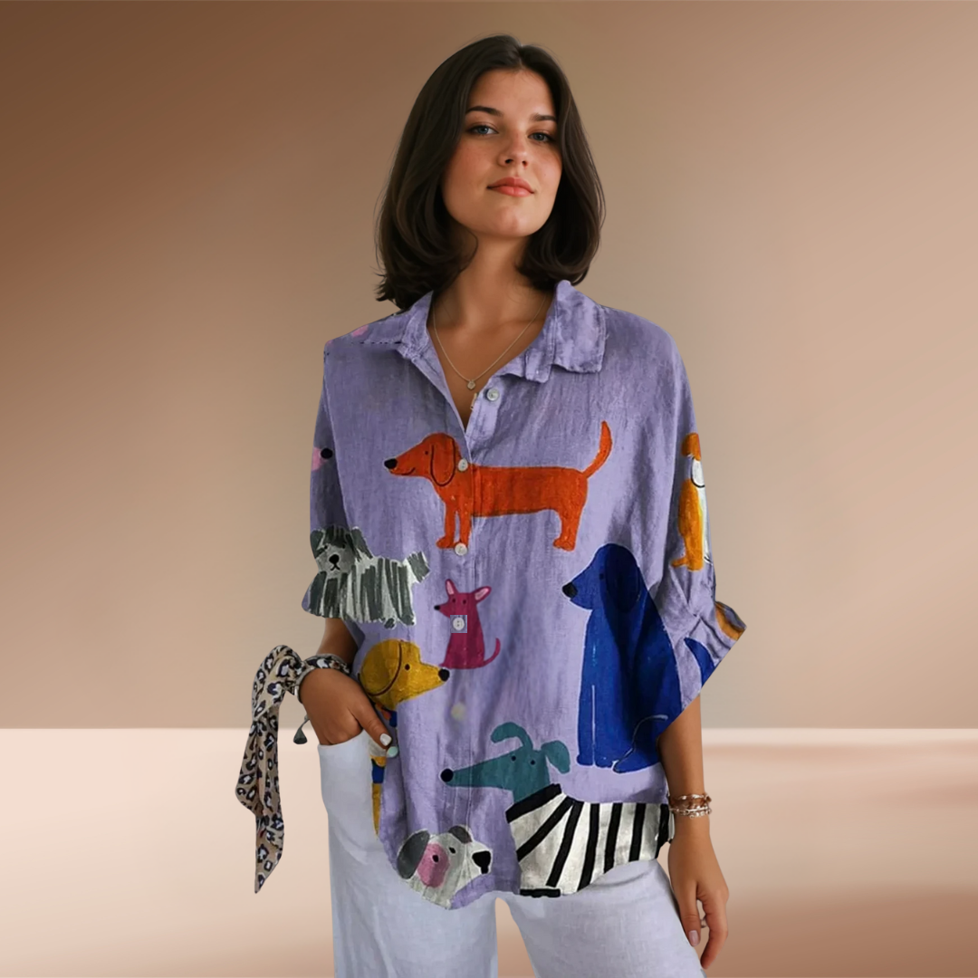 Elie | Casual Dog Print Shirt