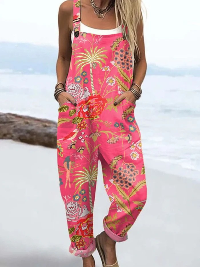 Vintage Flowers Art | Wide Leg Jumpsuit