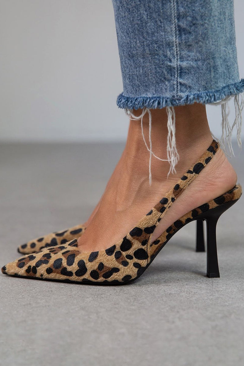 Liorina | Tacones de punta con estampado de leopardo color caqui