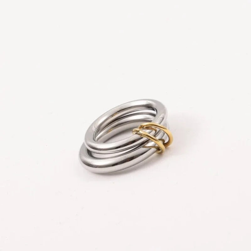 Anillo trenzado de plata con oro vintage