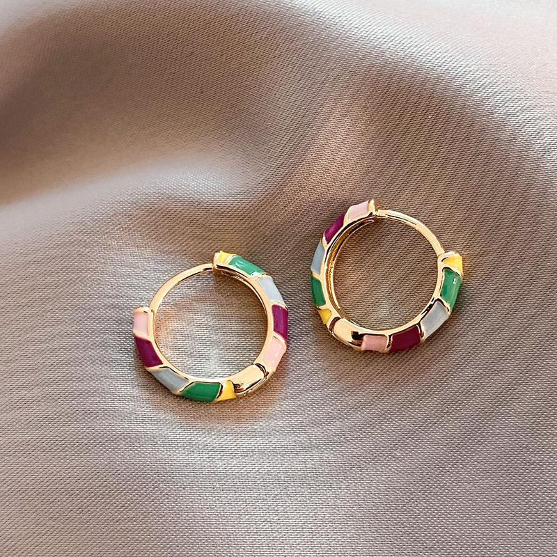Chic Golden Enamel Earrings