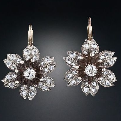 Pendientes vintage de flores de cristal