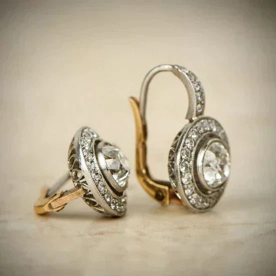 Pendientes vintage de plata con circonitas
