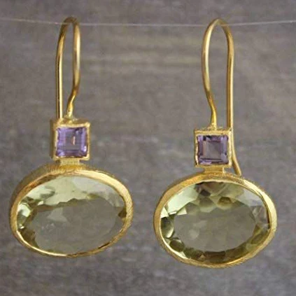 Pendientes vintage de oro verde