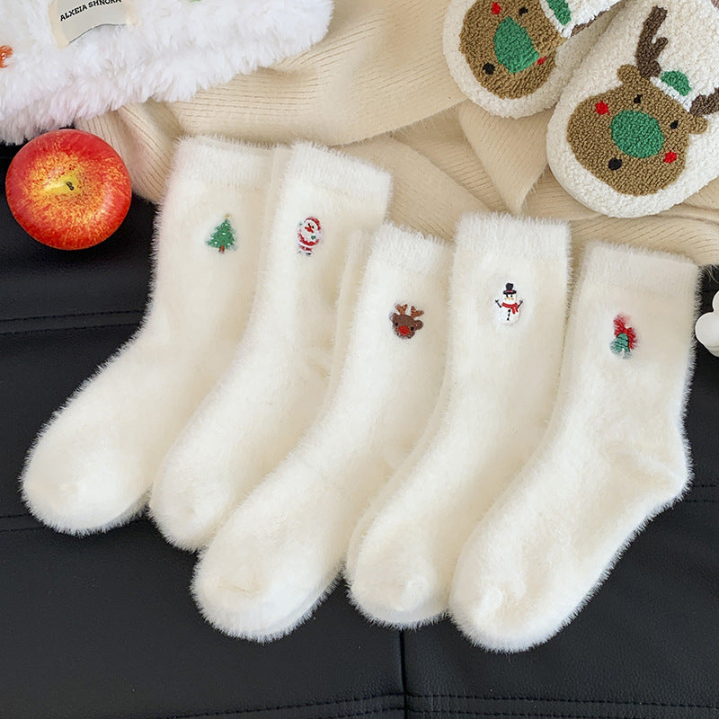 Peludo navideño, paquete de 5, blanco