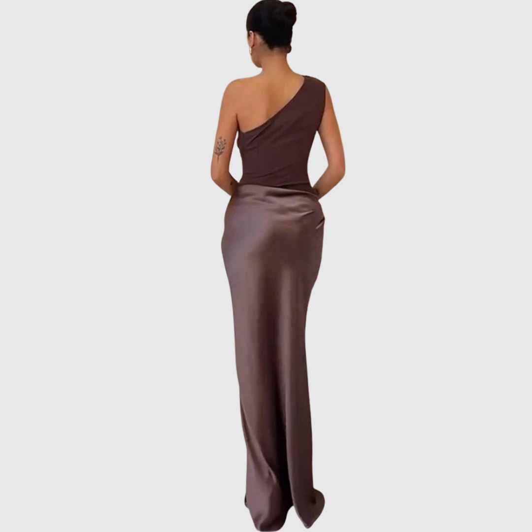 Aeida | One-Shoulder Satin Maxi Dress