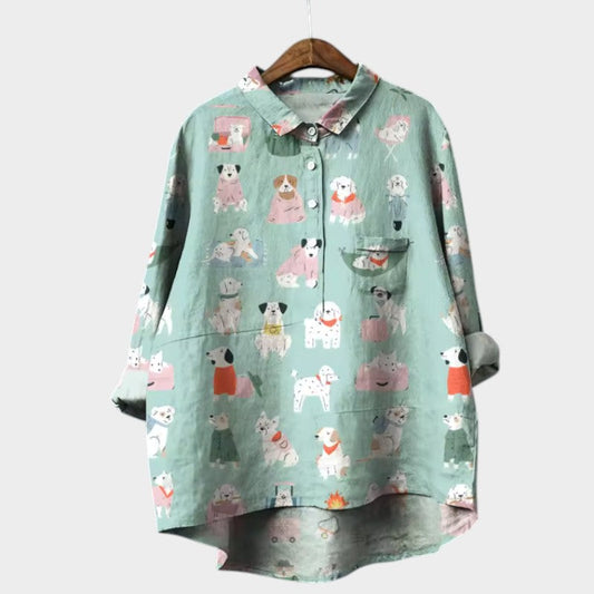 Mia | Blusa oversize con estampado de perro y comodidad para el día a día para un estilo alegre 