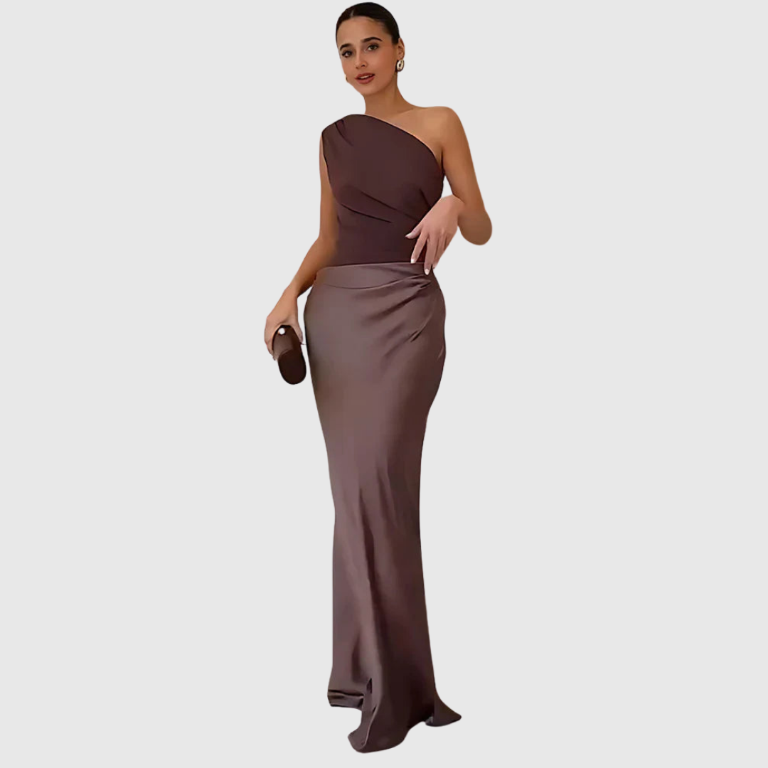 Aeida | One-Shoulder Satin Maxi Dress