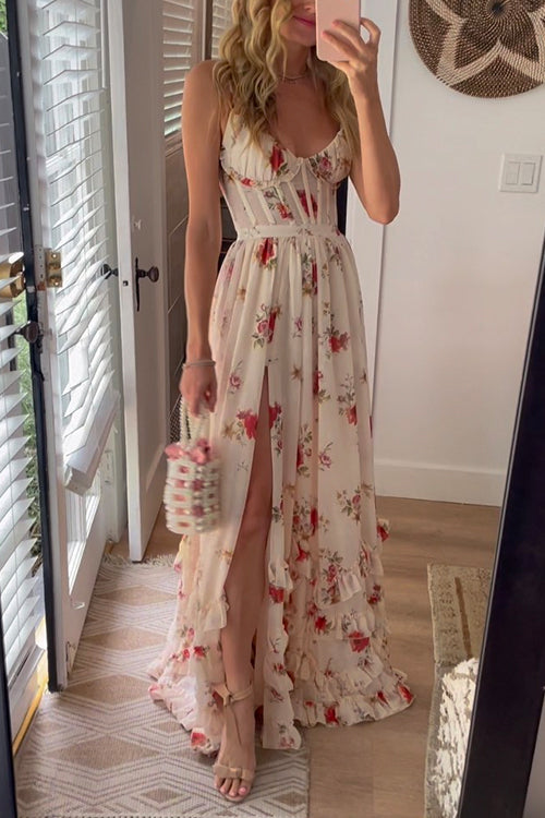Yuwa - Vestido largo con estampado floral
