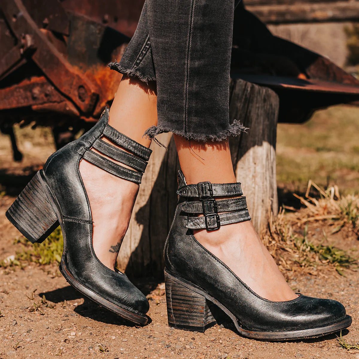 Sophia™ | Tacón de bloque de piel vintage