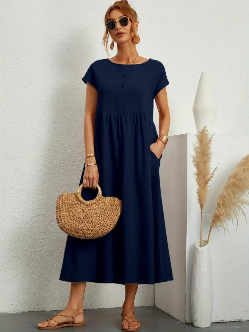 Ruby™ | Vestido elegante y esencial de algodón y lino