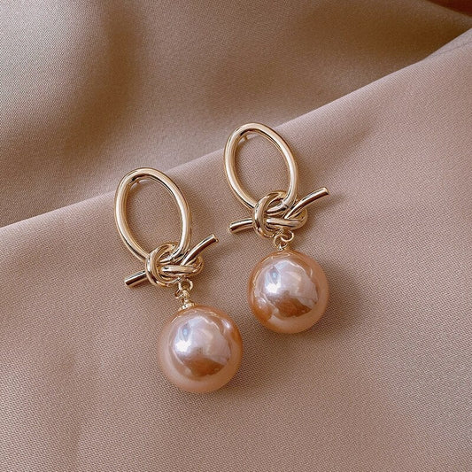 Gold Pearl Hoop Earrings