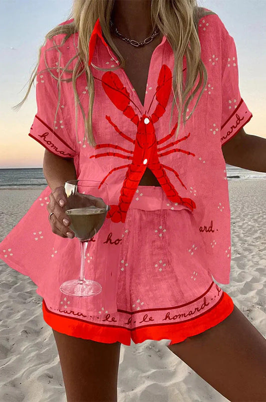 Pallina™ | Conjunto de playa corto en rosa langosta 