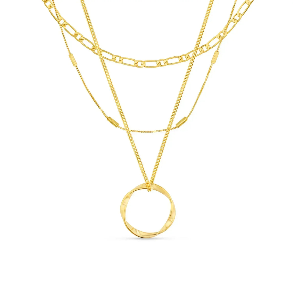 Collar de tres filas con círculo abierto