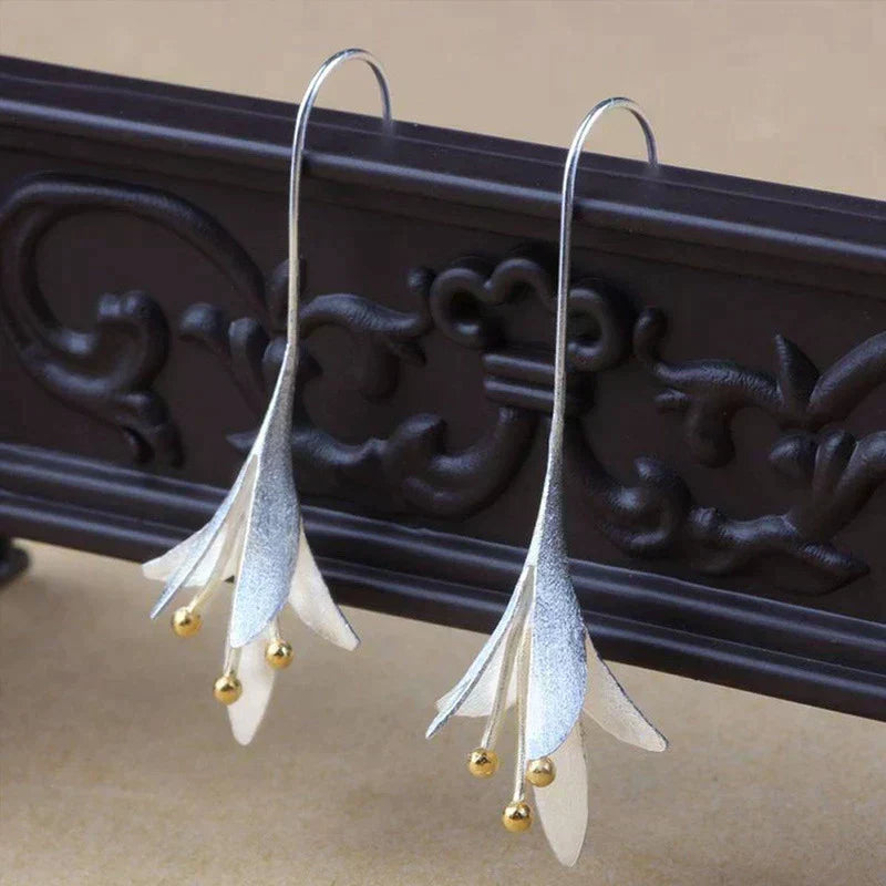 Pendientes de flores de plata 
