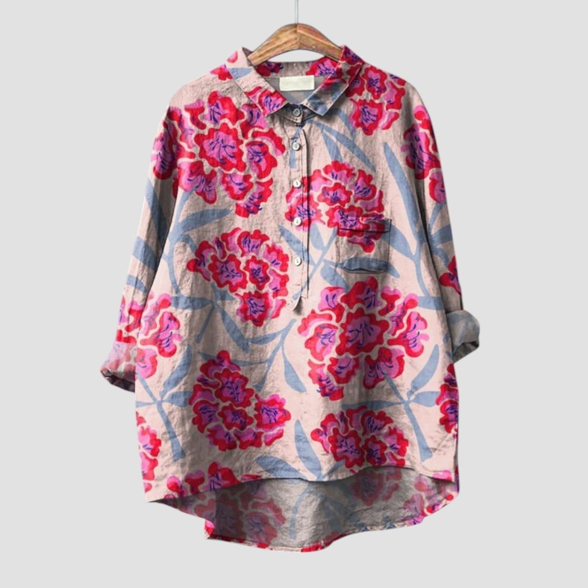 Renata | Camisa floral extragrande para mujer con estilo atrevido y comodidad fluida 