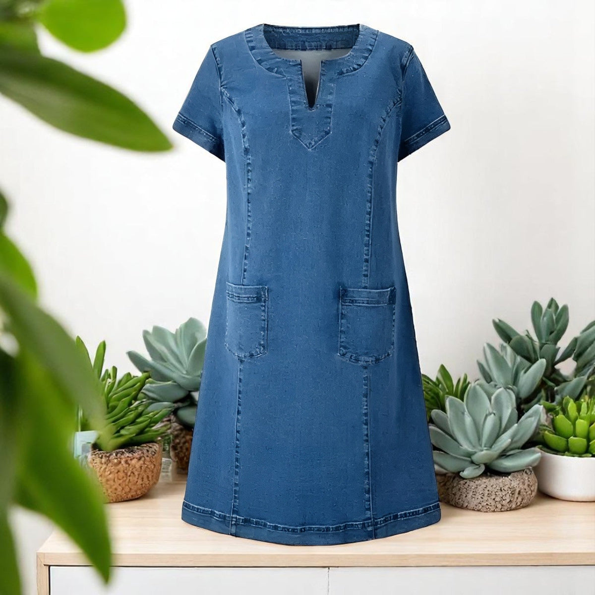Julia | Soft Denim Dress with Front Pockets