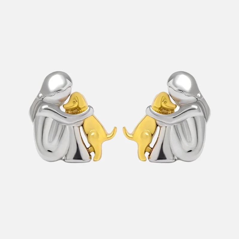 Pendientes de abrazo bicolor de plata y oro