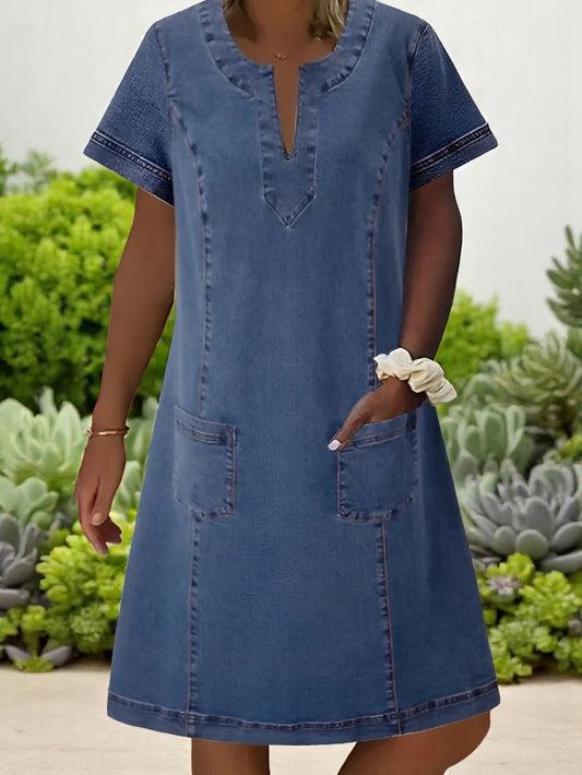 Julia | Vestido vaquero suave con bolsillos delanteros