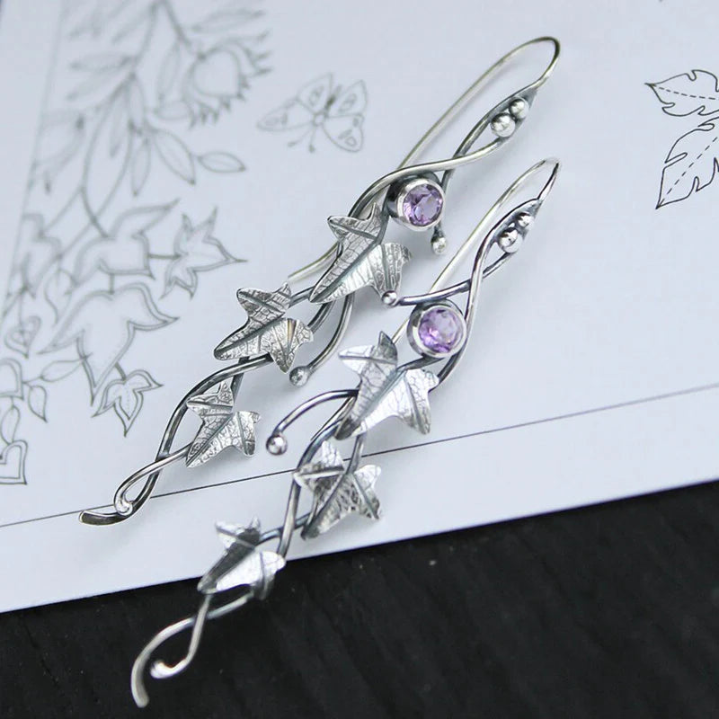 Pendientes vintage de elfo con hojas