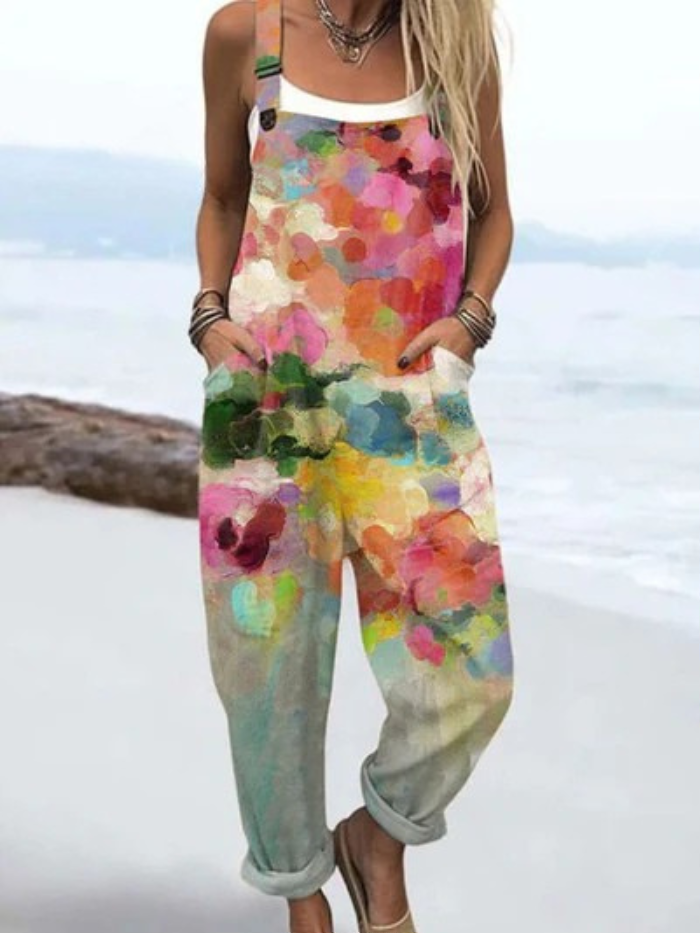 Vintage Flowers Art | Wide Leg Jumpsuit