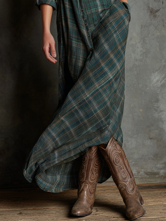 Maxi Dress - Striped Lapel
