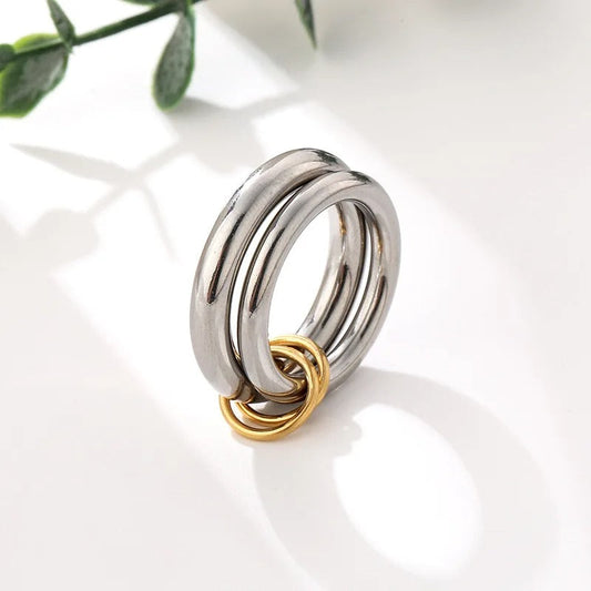 Braided silver ring with vintage gold