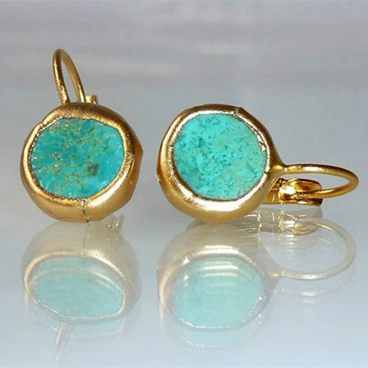 Pendientes de oro con piedra turquesa 