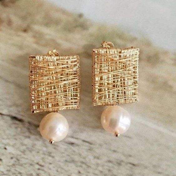 Elegancia - Pendientes de hilo de perlas 