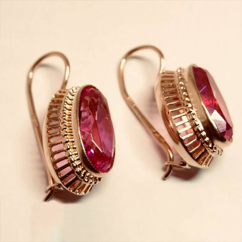 Pendientes vintage de rosa de cristal rosa 