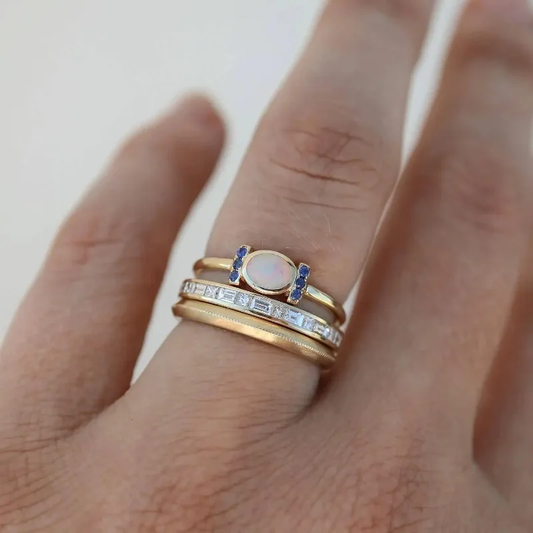 Vintage Gold Ring Set with Opal