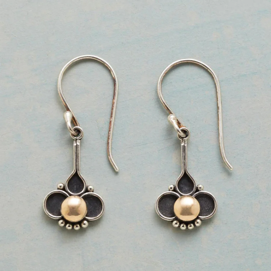 Silver Earrings with Clover and Pearls