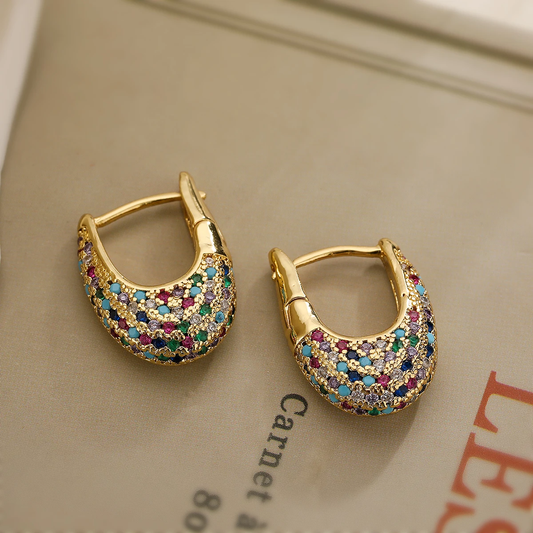 Elegant Earrings with Colored Crystals