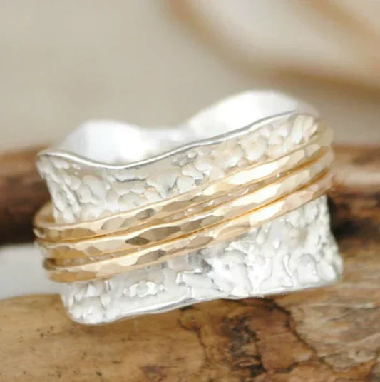 Vintage Thin Spinner Ring in Gold and Silver