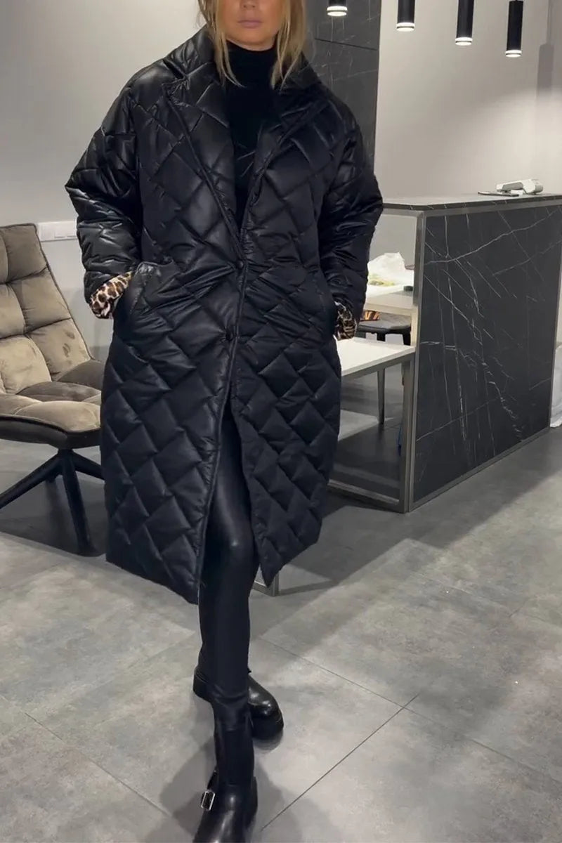Ava – Reversible quilted coat with leopard print lining