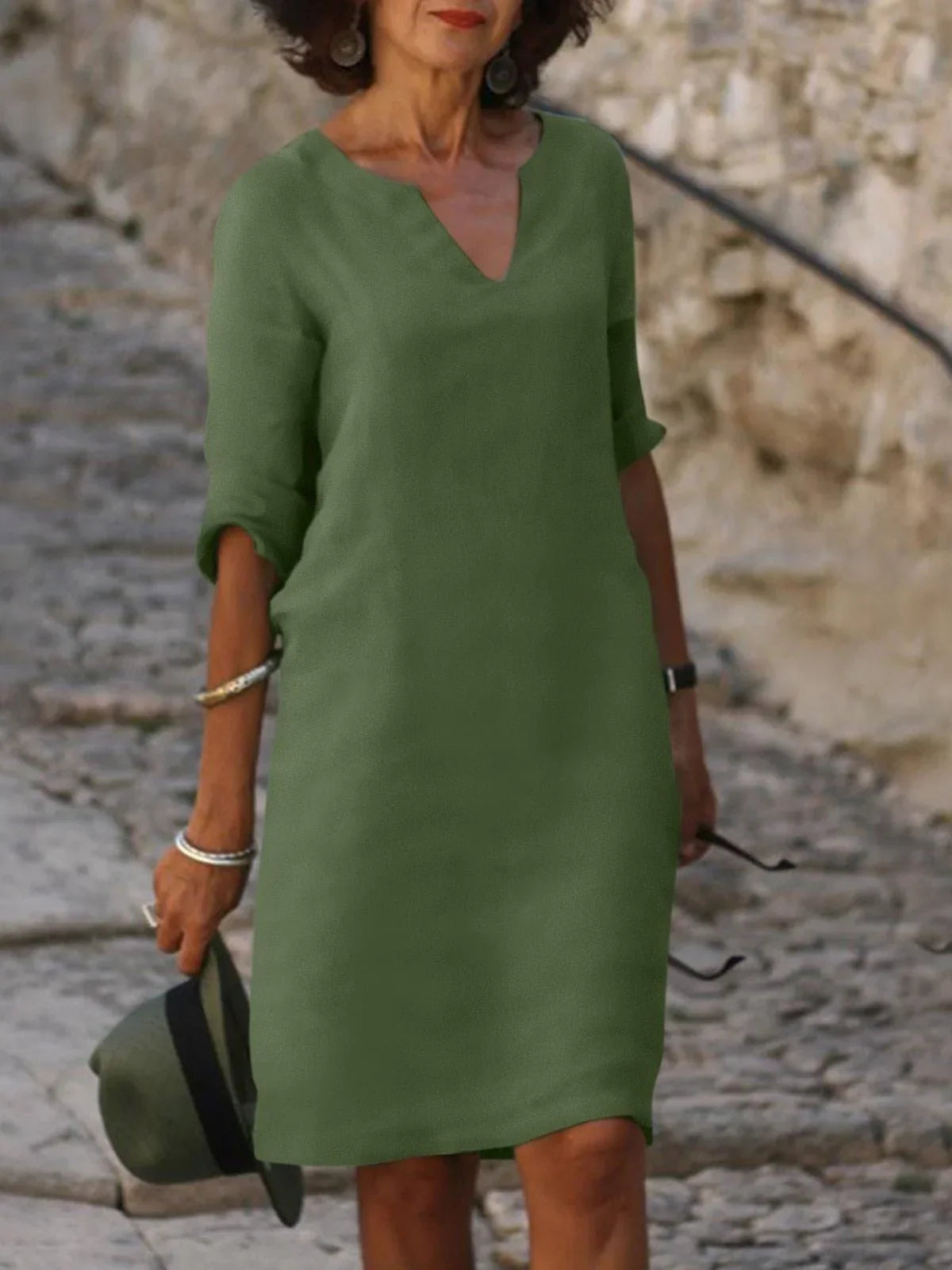 Saoirse™ - V-Neck Dress that Hides the Belly