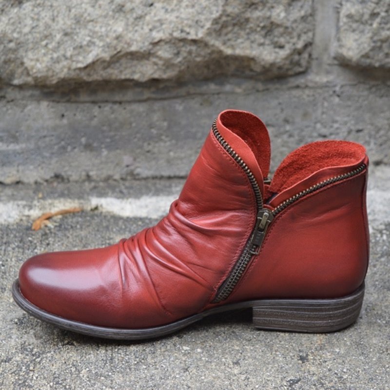 Elena™ - Urban Zip Leather Ankle Boots